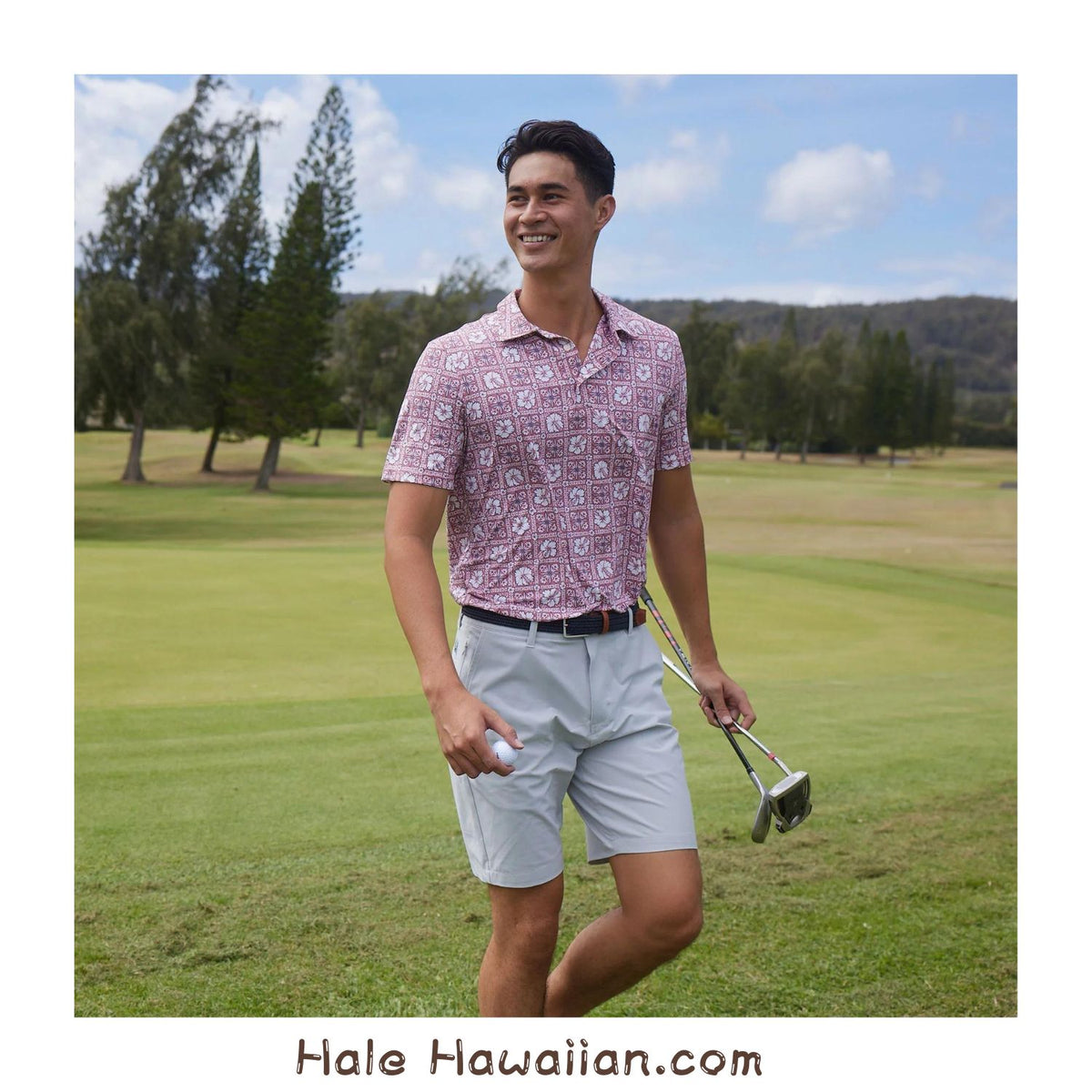 Hawaiian REYN SPOONER Men's Polo Shirt [Pua Patchwork]