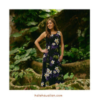 Hawaiian Sleeveless Long Dress [Lani Plumeria]