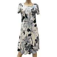 Hawaiian A-LINE DRESS WITH CAP SLEEVES [WATERCOLOR HIBISCUS] 