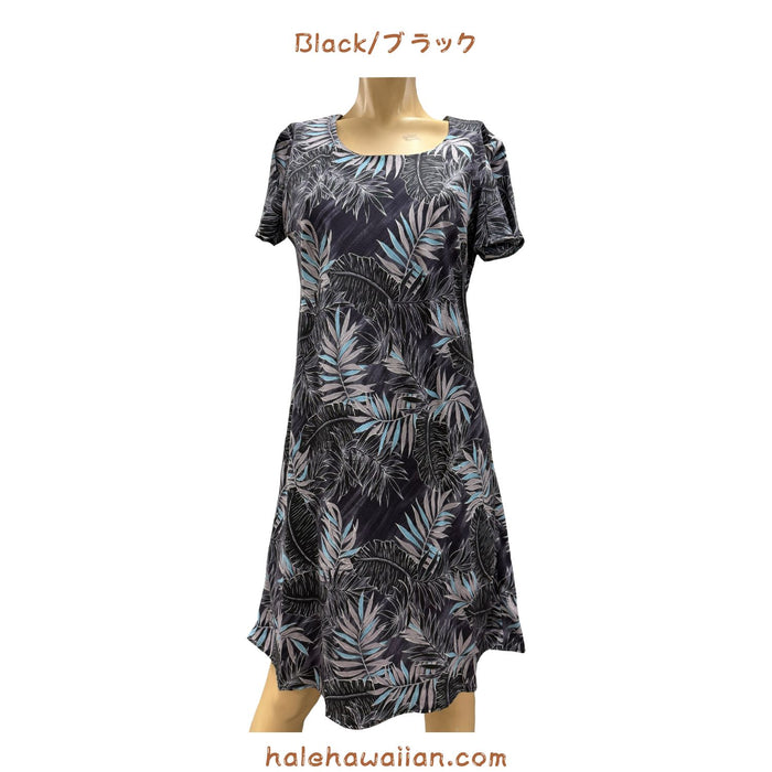 Hawaiian Sleeve Dress Semi-Length Short 165 [Midnight Palms]