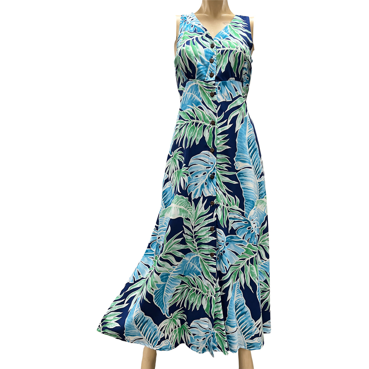 Paradise Found Women's - Cabana Palms Aqua Button Front Tank Dress - Women's Hawaiian Dress Paradise Found Women's - Cabana Palms Aqua Button Front Tank Dress - Women's Hawaiian Dress