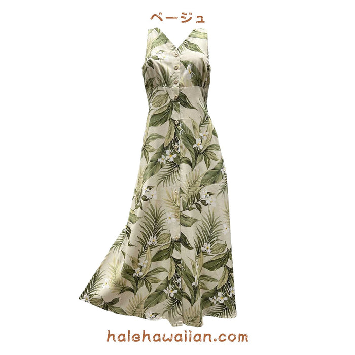 ハワイアン タンク ドレス ロング 190スタイル【ホワイトジンジャー】