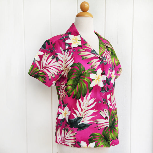 Hawaiian Ladies Aloha Shirt Fit [Monstera Fern]