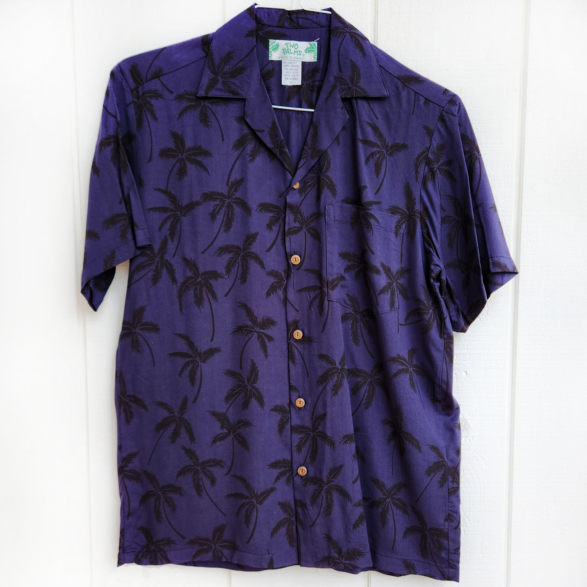 Rayon Hawaiian Shirt <br>#23 Black purple flower, M-2XL