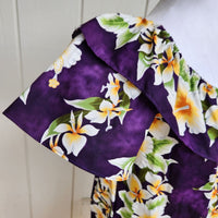 Hawaiian Muumuu Double Ruffle Semi-Long Dress [Hibiscus Ray Panel]