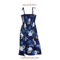 Hawaii Muumuu Tube Semi-Long Dress 332-2798 [Palm Tree Hibiscus]