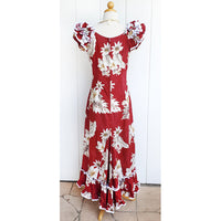Hawaiian Muumu Ruffle Dress Long [Fern Hibiscus]