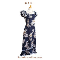 Hawaiian Muumu Ruffle Dress Long [Fern Hibiscus]