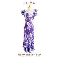 Hawaiian Muumu Ruffle Dress Long [Hibiscus / Nui]