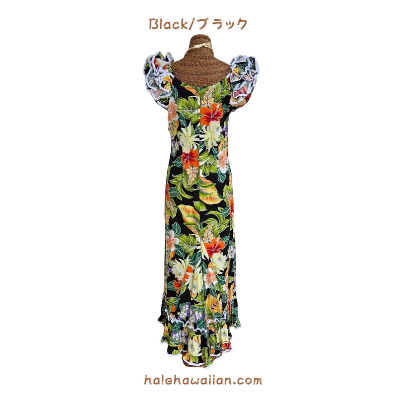 ハワイアン ムームー ラッフル ドレス ロング 334-3799【ハワイアンフラワー】
