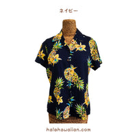 Hawaiian Ladies Aloha Shirt Fit [Golden Pineapple]