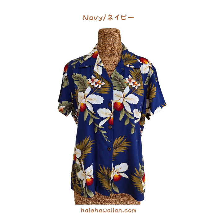ハワイ レディース アロハシャツ フィット 【ハワイアン オーキッド】