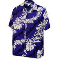 Hawaiian Men's Aloha Shirt, Cotton, 410-3876 [Monstera Wind]