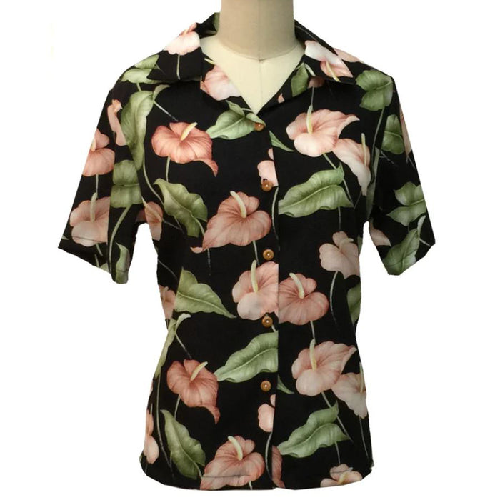 Hawaiian Paradise Fund Ladies Aloha Shirt [Anthurium Garden]