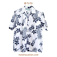 ハワイアン メンズアロハシャツ コットン 【 ウクレレ パイナップル 】