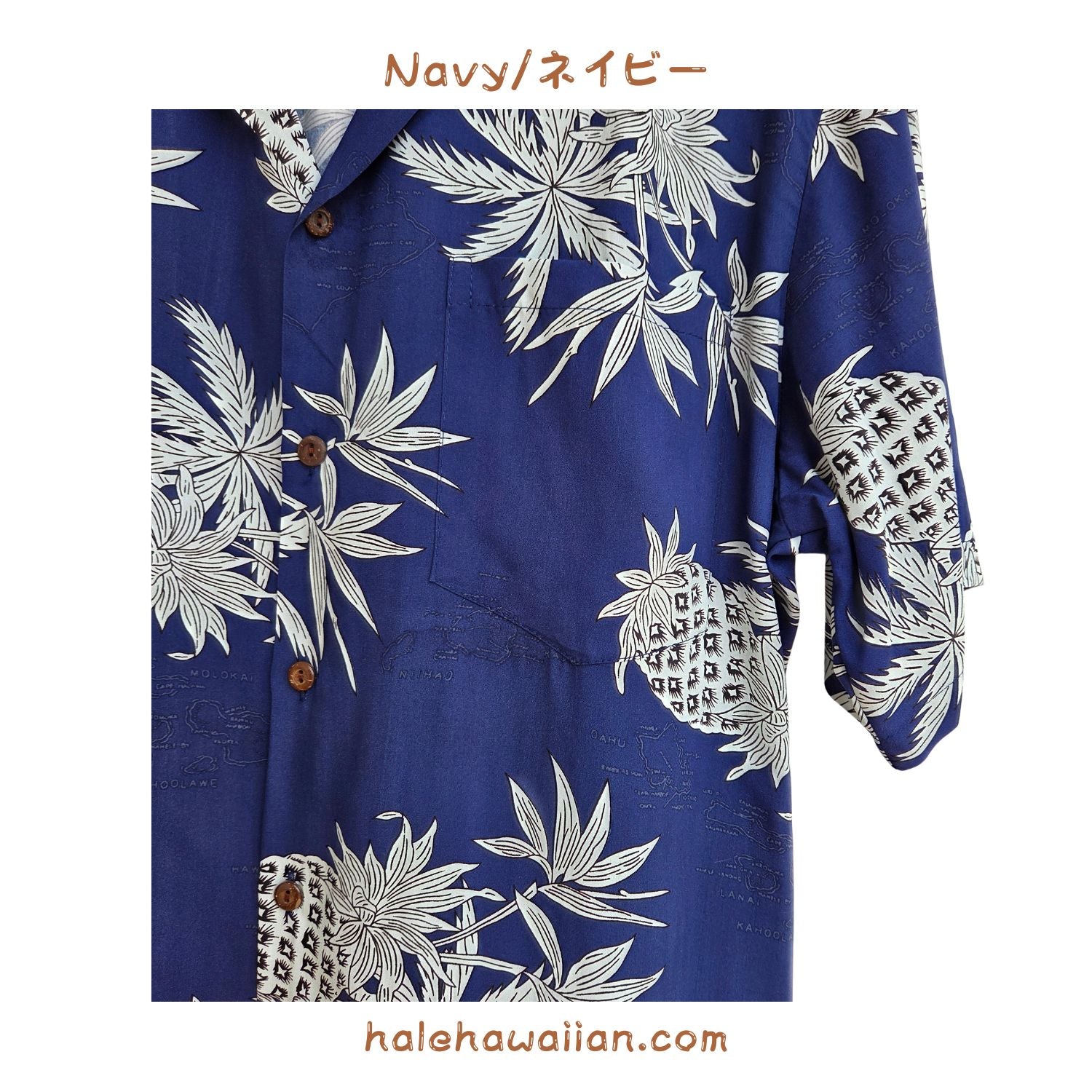 ハワイ直輸入TwoPalmsアロハシャツ[パイナップルマップブラック] 新品L Two Palms メンズ アロハシャツ [パイナップルマップ/ブラック