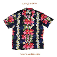 Hawaiian Men's Aloha Shirt Rayon [Plumeria Orchid Panel]