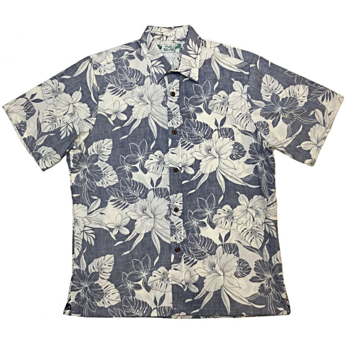 Hawaiian Men's Lined Aloha Shirt Cotton [Monstera Orchid]