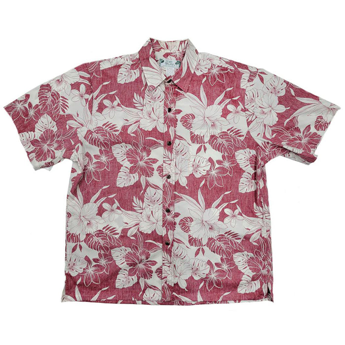 Hawaiian Men's Lined Aloha Shirt Cotton [Monstera Orchid]