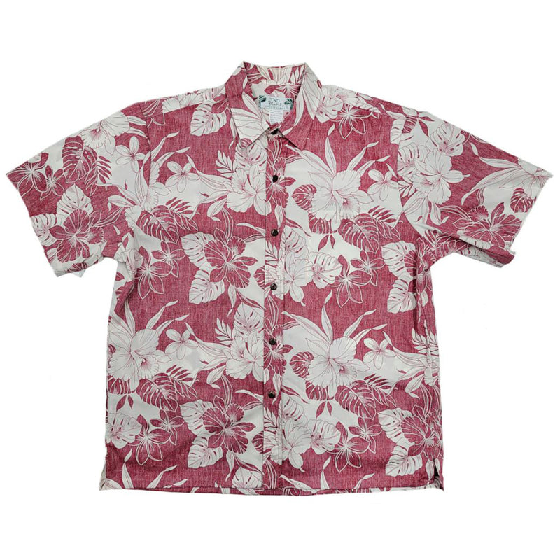Hawaiian Men's Lined Aloha Shirt Cotton [Monstera Orchid]