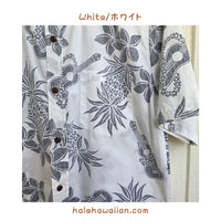 Hawaiian Men's Lined Aloha Shirt Cotton [Ukulele Pineapple]