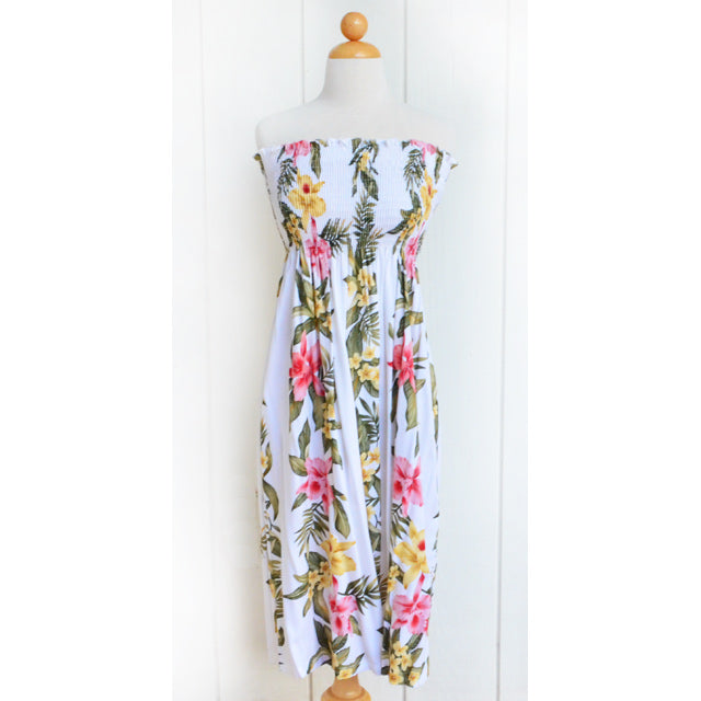 Hawaiian Muumuu Tunic Dress Semi-Long [Orchid Panel]