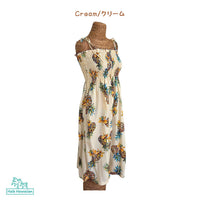 Hawaiian Muumuu Tunic Dress, Semi-Long Length, Golden Pineapple Design