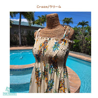 Hawaiian Muumuu Tunic Dress, Semi-Long Length, Golden Pineapple Design