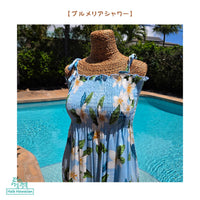 Hawaiian Muumuu Tunic Dress Semi-long [Plumeria Shower]