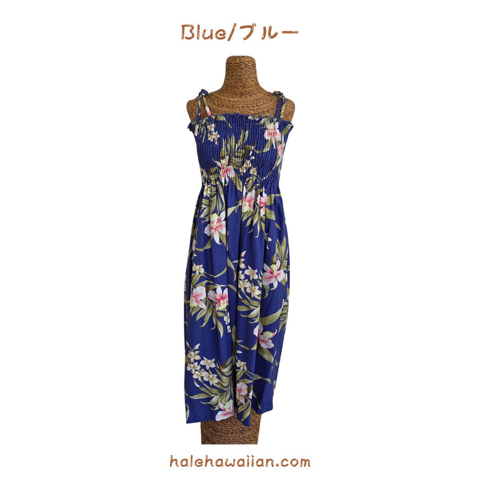 Hawaiian Muumuu Tunic Dress, Semi-Long [Parry Orchid]