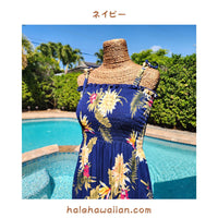 Hawaiian Muumuu Tunic Dress, Semi-Long Dress [Ceres]