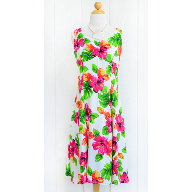 Hawaiian Tank Dress Semi-Long [Hibiscus Water Color]