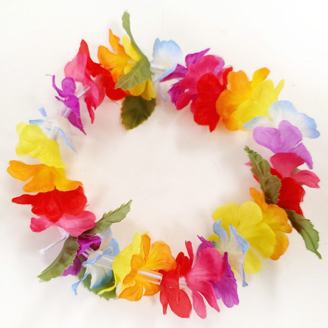 Hawaiian pet lei/scrunchie [Tiny lei w/leaf]
