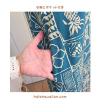 Hawaiian Muumuu Sleeve Dress, Semi-Long [Marine] Green