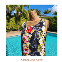 Hawaiian Muumuu Sleeve Less Dress Long [Plumeria Panel]