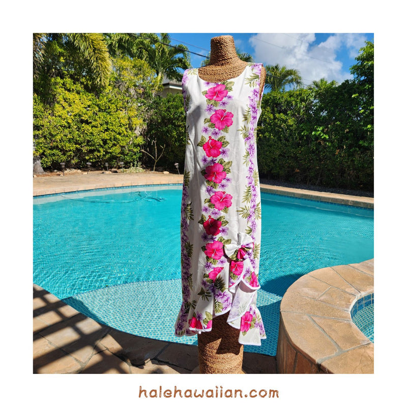 Hawaiian Muumuu Sleeve Less Dress Long [Plumeria Panel]