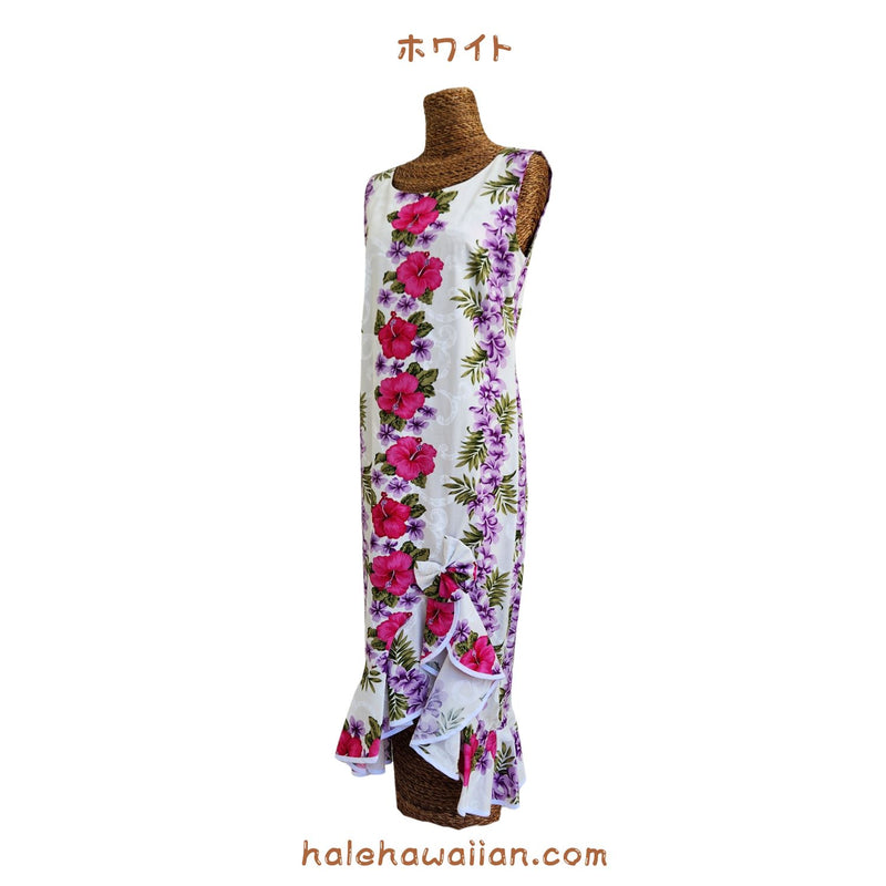 Hawaiian Muumuu Sleeve Less Dress Long [Plumeria Panel]