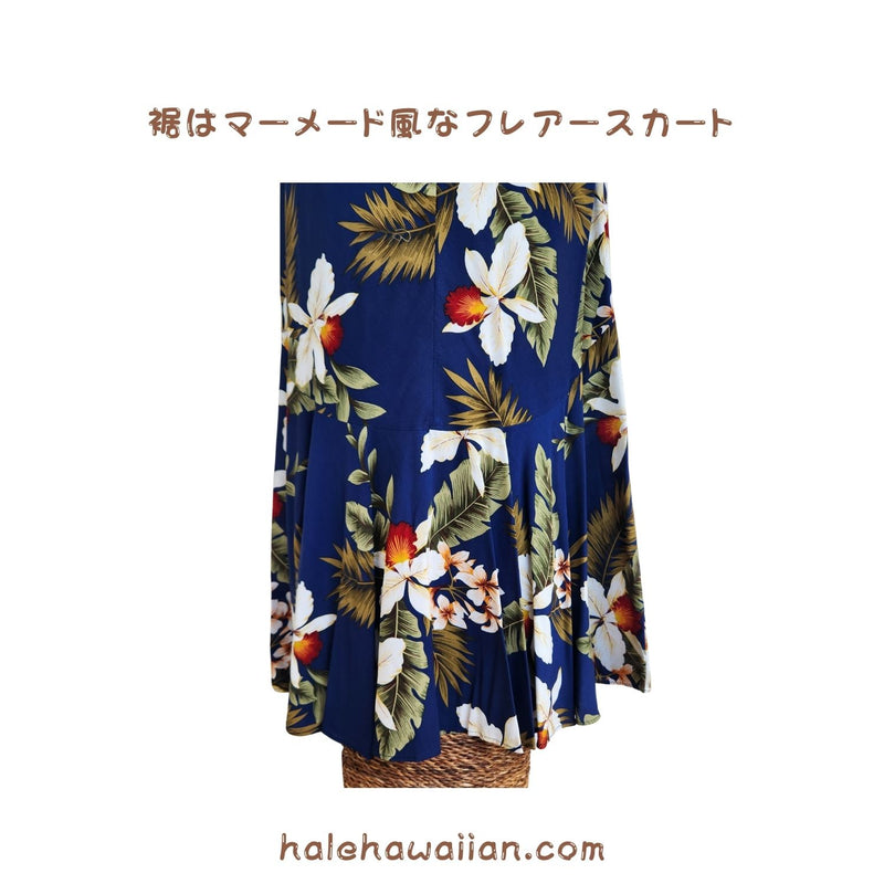 Hawaiian Long Sleeve Dress 950 [Hawaiian Orchid] Navy