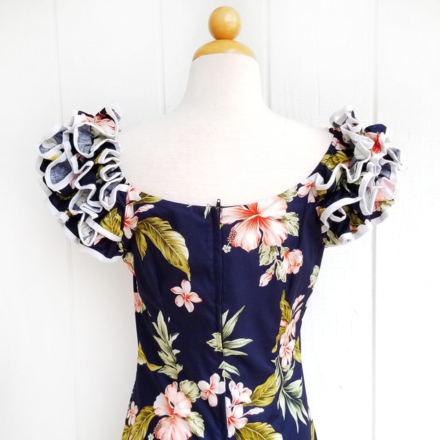 [Discount] Hawaii Muumu Ruffle Muumu Long Dress [9LM-Fancy Hibiscus] 
