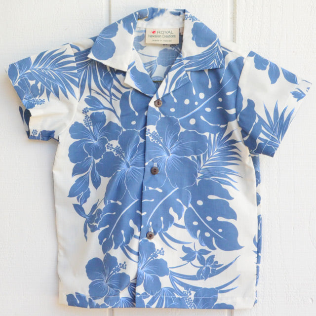 [Discount Product] Copy of Kids Poly Cotton Aloha Shirt [Nahenahe Hibiscus]