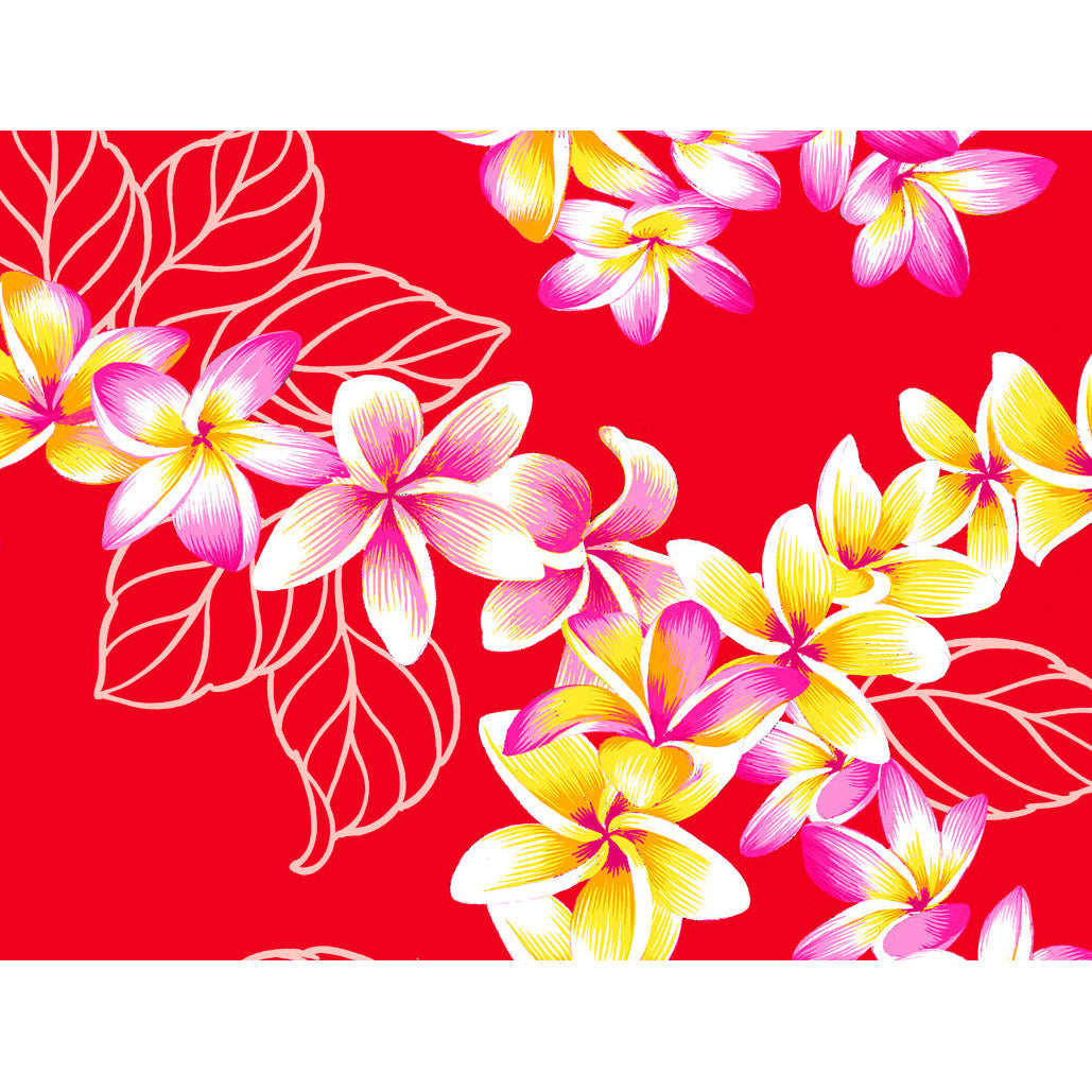 Hawaiian polycotton fabric CHOE-246R-793 [Plumeria Leaf Lei]