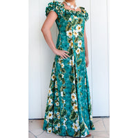 [Discount] Hawaii Muumu Ruffle Muumu Long Dress [Twin Hibiscus Panel] 