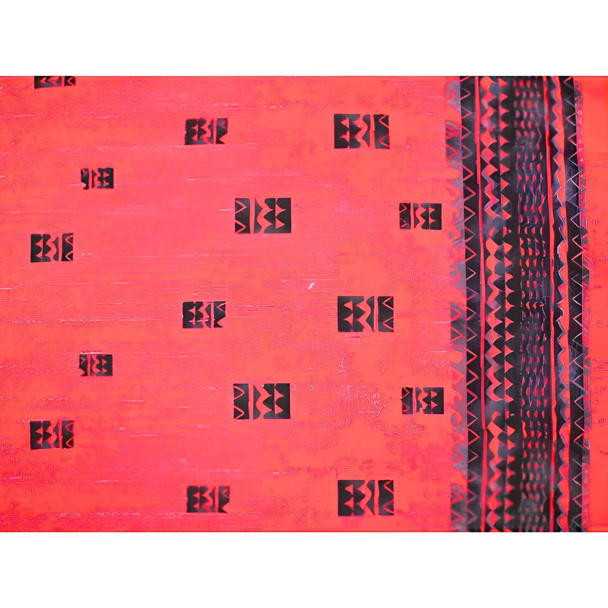 *Clearance Sale Fabric: Hawaiian Poly-Cotton Fabric GA-17-146 [Tapa Border]