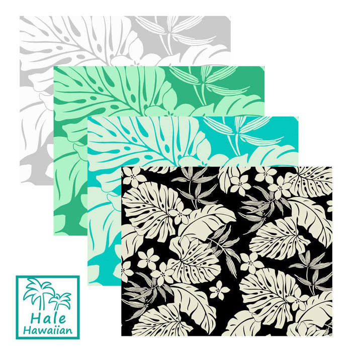 ハワイアン ポリコットン生地 HH-353【モンステラ＆プルメリア】