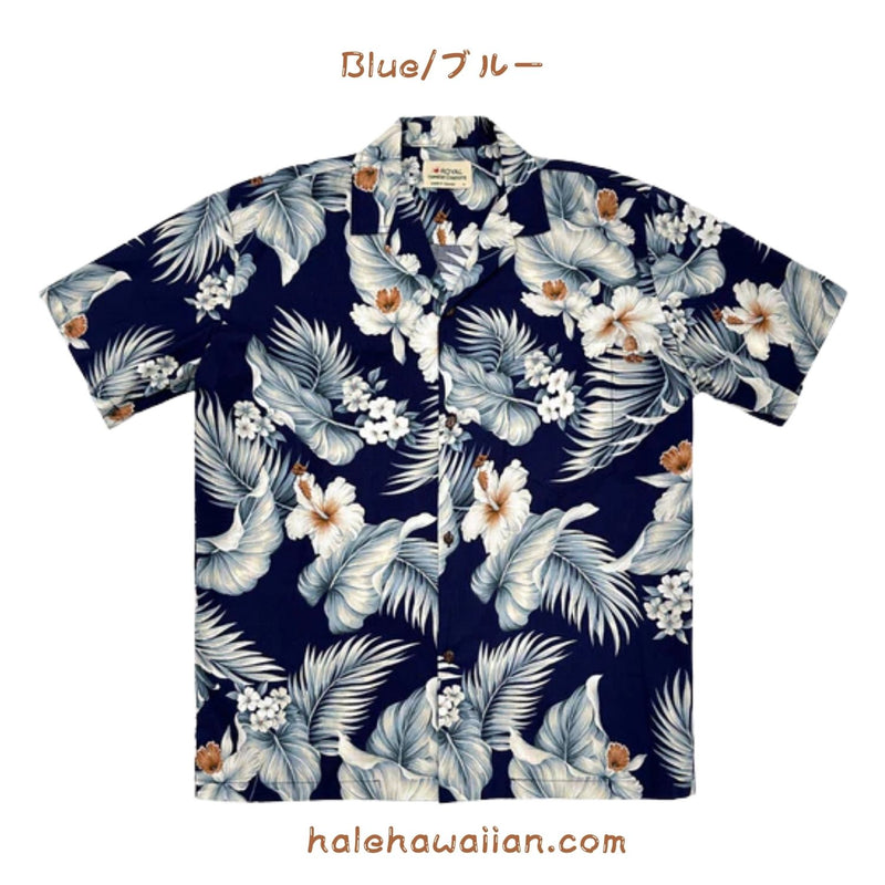 Hawaii Men's Cotton Aloha Shirt [Hibiscus Palm]