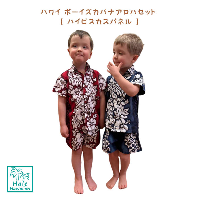 Hawaii Boys Cotton Aloha Cabana Set [Hibiscus Panel]