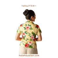 Hawaii Cotton Women's Fitted Aloha Shirt [Hibiscus Plumeria]