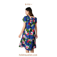 ハワイアン プルオーバームームー ドレス セミロング 【 ハイビスカス プルメリア 】