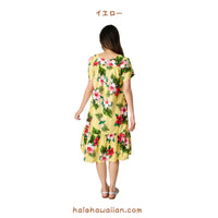 ハワイアン プルオーバームームー ドレス セミロング 【 ハイビスカス プルメリア 】