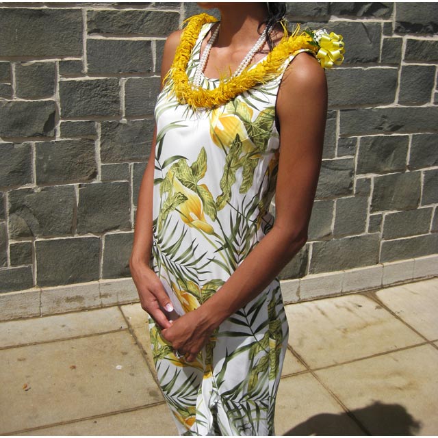 Hawaiian Muumuu Sleeve Less Dress Long [ Napali ]